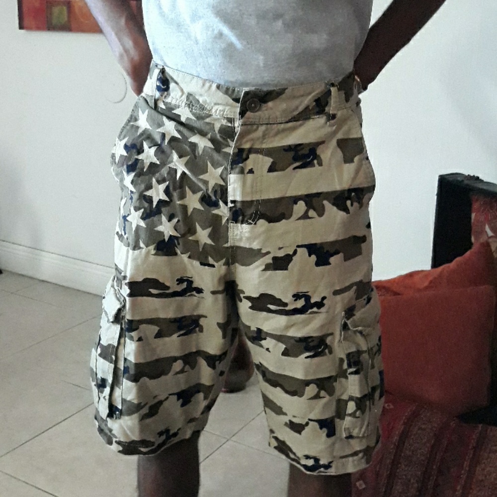 Camo shorts with american flag